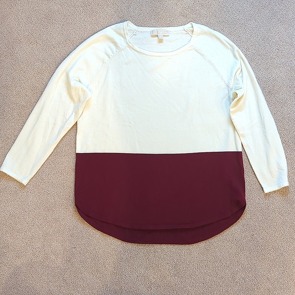 Michael Kors Sweaters - Michael Kors Color Block Tunic Sweater in Cream & Maroon, size L